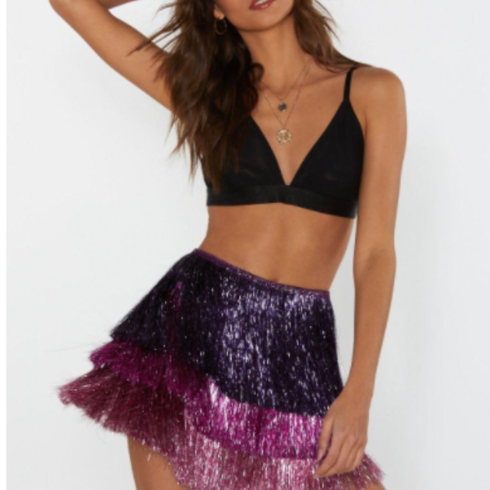 Nasty Gal Party Crasher Multicolored Fringe Shorts